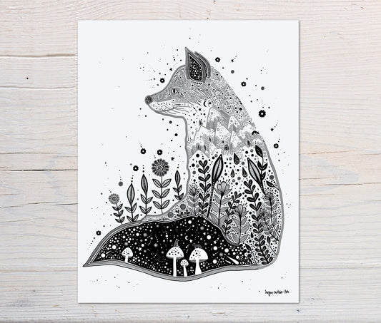 The Fox Amongst The Leaves / Art Print